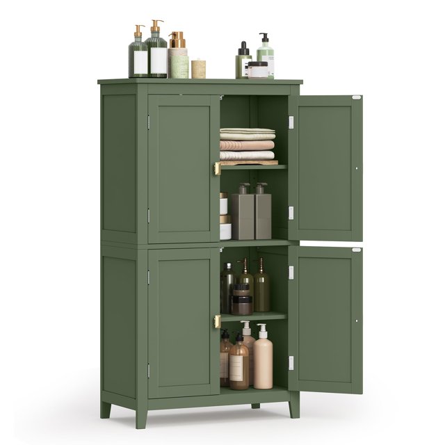 Gabinete de almacenamiento de piso para baño VASAGLE Forest Green