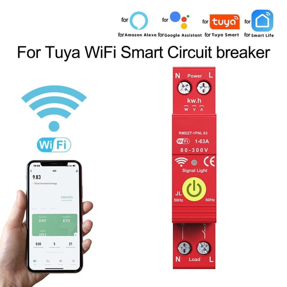 Remote Control Circuit Breaker Easy Installation Prepaid Function For Tuya