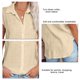 thumbnail image 3 of Blusa de un solo pecho Botón frontal Color puro Cuello vuelto Blusa de manga corta para mujer Verano Albaricoque L, 3 of 4