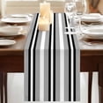 thumbnail image 3 of Black Gray Striped 72 Inch Table Runner, Contemporary Minimalist Lines Art Farmhouse Dresser Scarf Cotton & Linen Tablerunner for Dining/Kitchen Island/Holiday Party Décor 13" x 72", 3 of 9