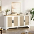 thumbnail image 7 of Ataucjin 62 Inch Rattan Sideboard Buffet Cabinet, 4-Door Kitchen Storage Cabinet with Shelves, Farmhouse Accent Buffet Sideboard, Console Table for Living Room, Entryway, 7 of 7