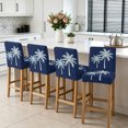 thumbnail image 3 of Navy Blue Bar Stool Covers - Stretch Dining Chair Covers Set of 6, Summer Beach Botanical Coconut Palm Tree Bar Chair Cover Removable Counter Stool Pub Chairs Slipcovers Protectors for Kitchen/Cafe, 3 of 9