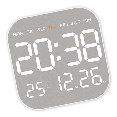Necvior Metal LED Display Alarm Clock Featurings Date and Time with USB or Battery Power
