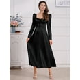 thumbnail image 2 of IDOPIP Women's Fall Floral Corset Dress Long Sleeve Satin Maxi Dress Elegant Wedding Guest Dresses, 2 of 8
