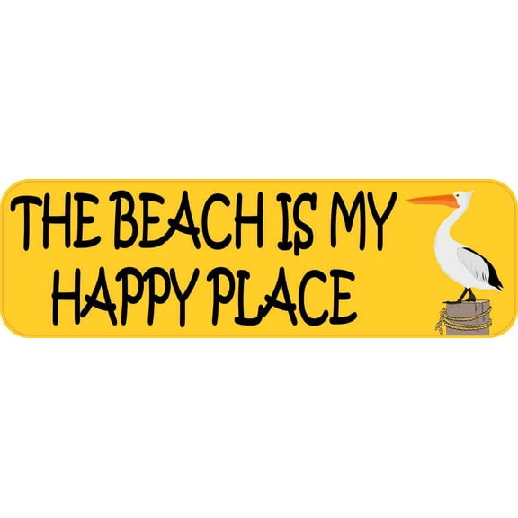 10in x 3in Pelican The Beach Is My Happy Place Magnet Vinyl Animal Magnets