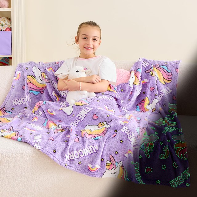 Manta Wajade Unicorn Kids que brilla en la oscuridad 127 x 152 cm