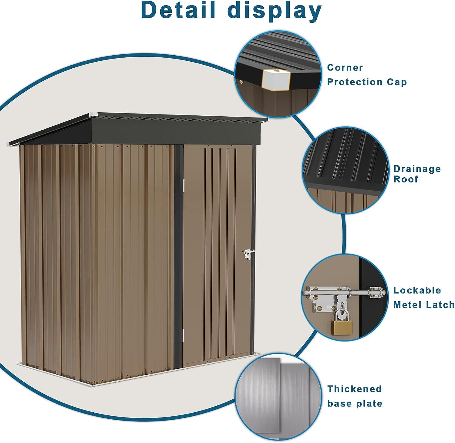 PUKAMI Outdoor Storage Shed with Floor, 5x3 FT Utility Tool Shed Storage House with Lockable Door, Steel Anti-Corrosion Garden Shed Outdoor Metal Shed for Garden Backyard Patio Lawn