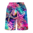 thumbnail image 4 of Ceisia Mens Big & Tall Starfish Seashell Print Beach Shorts Drawstring Waist Quick Dry Swim Trunks For Summer Surfing XXXXL Multicolor Gifts for Father, 4 of 5