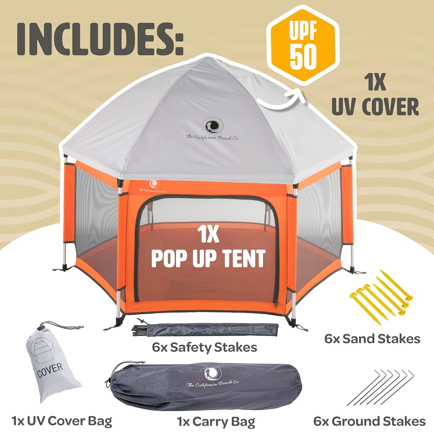 POP 'N GO Premium Outdoor and Indoor Baby Playpen - Portable, Lightweight, Pop Up Pack and Play Toddler Play Yard w/Canopy and Travel Bag - Orange - image 2 of 7