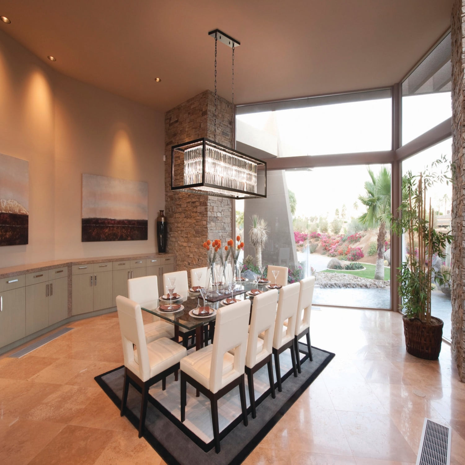 Catana 8L Crystal and Bronze Linear Chandelier Island Pendant Light Fixture