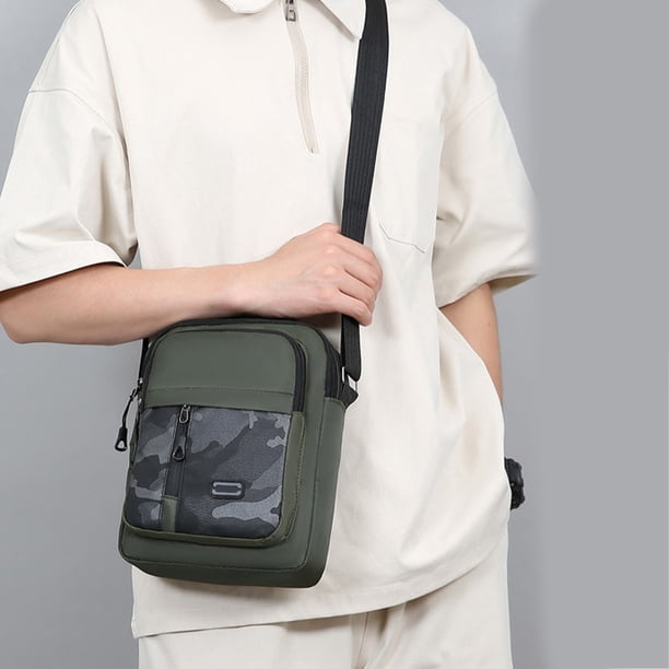 Bolso de hombro camuflado de moda, gran capacidad, impermeable, multi-bolsillo, de estilo casual para cruzar, militar verde