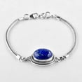 thumbnail image 4 of QNAVIC Natural Lapis Lazuli Gemstone Oval Cabochon Bezel Bracelet, Oxidized 925 Sterling Silver Jewelry Foxtail Chain Bracelet, Birthday Gift for Her, 4 of 5