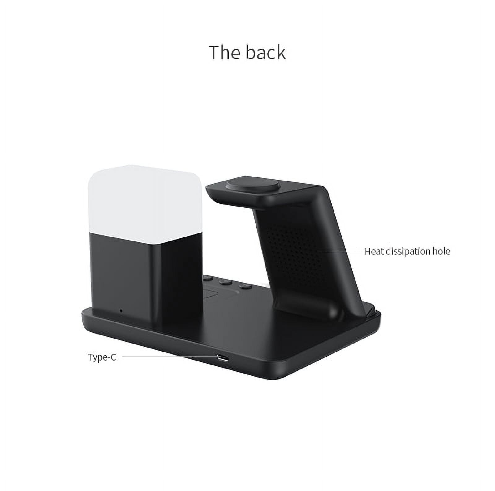 6 in 1 LED Phone Charger Stand Dock with Alarm Clock Night Light Wireless Charger for iPhone, , Wireless Charging Station for Apple Watch, for Airpods 3/2/Pro, for iPhone 17/16/15/14/13/12/11/Pro