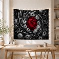 thumbnail image 5 of Red Peony in Spiral Floral Arrangement, Dramatic Dark Academia for Nature Lovers, Black and Gray Botanical Art, Birthday Gift, Tapestry Wall Hanging for Bedroom and Living Room, 5 of 7