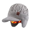 thumbnail image 2 of Gorro de invierno con orejeras y visera | Gorro de punto unisex para clima frío | Gorro grueso con forro polar para actividades al aire libre, viajes y ciclismo, 2 of 5