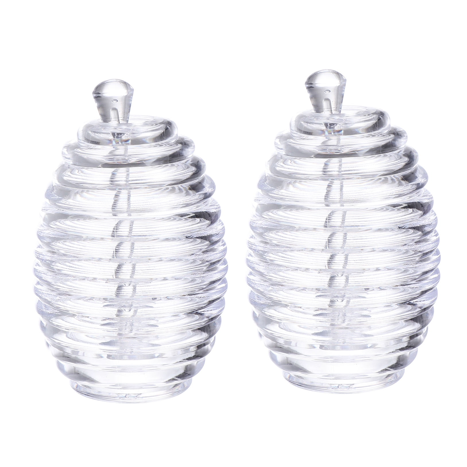 WHAMVOX Set of 2 Acrylic Honey Jars with Lids and Spoons, Juice and Syrup Storage Bottles for Kitchen