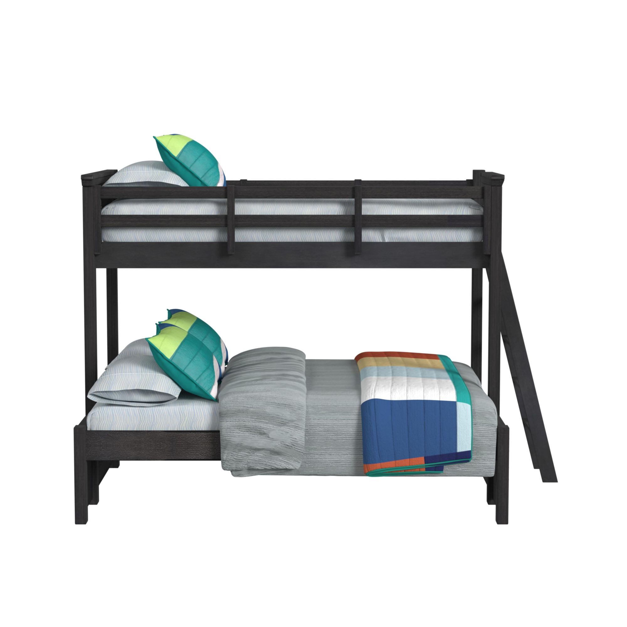 Brooklyn Kids Twin Over Full Bunk with Ladder in Charcoal