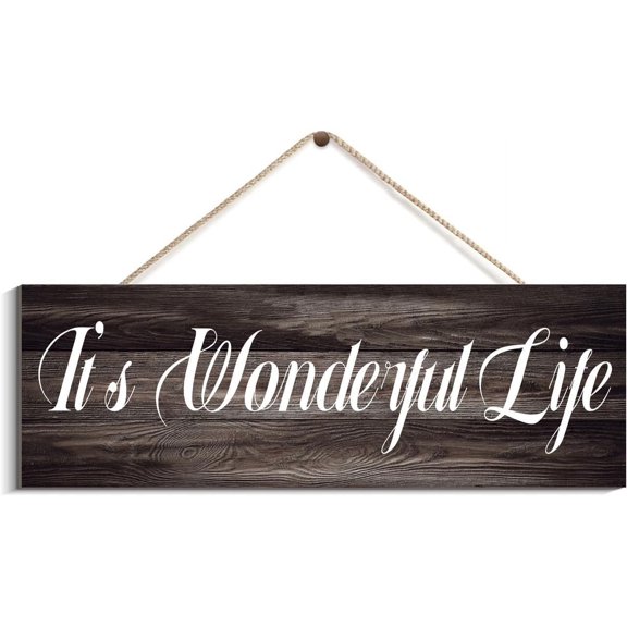 Wooden Sign Room Decorations It'S A Wonderful Life Hanging Printed Wooden Plaque Decor Office Decor Sign Rustic Home Decoration 16X4 Inch