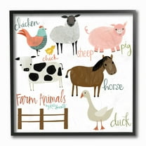 Stupell Industries The Kids Room By Stupell Cow Pig Sheep Horse Chicken and Duck Farm Framed Wall Art, 12x12, Design By Artist Katie Doucette