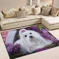 thumbnail image 2 of Coolnut 80 x 58 inches Lightweight Soft Area Rug Mat Indoor Floor Rugs Home Decoration for Kids Room Living Room White Dog and Lilac Flowers, 2 of 6