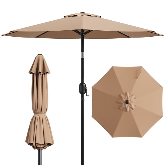 HAIMULI 9 FT Patio Umbrella for Outdoor, Outdoor Table Umbrella with Push Button Tilt and Crank, Outdoor Patio Umbrellas with 8 Sturdy Ribs for Market, Garden, Pool
