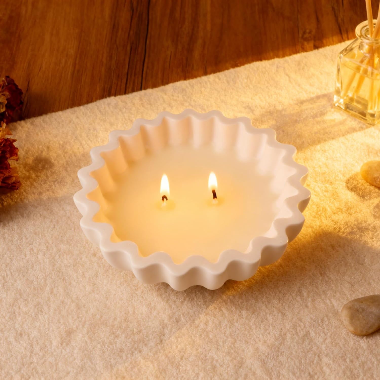 ABCISI 2 Pcs Flower Shaped Bowl Resin Mold, Flower Tray Silicone Molds for Resin, Candle Vessel Silicone Mold, Epoxy Molds for DIY Jewelry Trinket Container Candle Holder
