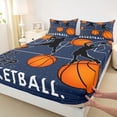 thumbnail image 4 of Castle Fairy Eat Sleep Basketball Queen Sheets 4 Pieces, Sport Ball Gamer Queen Sheet Sets, Navy Orange,1 Fitted Sheet, 1 Flat Sheet and 2 Pillowcases, 4 of 6