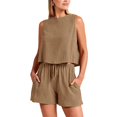 thumbnail image 2 of Conjunto de pantalones cortos de piezas, conjunto de pantalones cortos de pierna ancha de 2 piezas de verano para mujer, conjunto de camiseta sin mangas, uso conveniente, 2 of 2