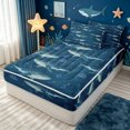 thumbnail image 3 of meiyoeat Whale Shark Zipper Twin Comforter Sets with Fitted Sheet and 2 Pillowcases for Kids Boys, Navy Coral Reef Zipper Bedding Set for Bedroom, Blue ReversibleB, 3 of 6