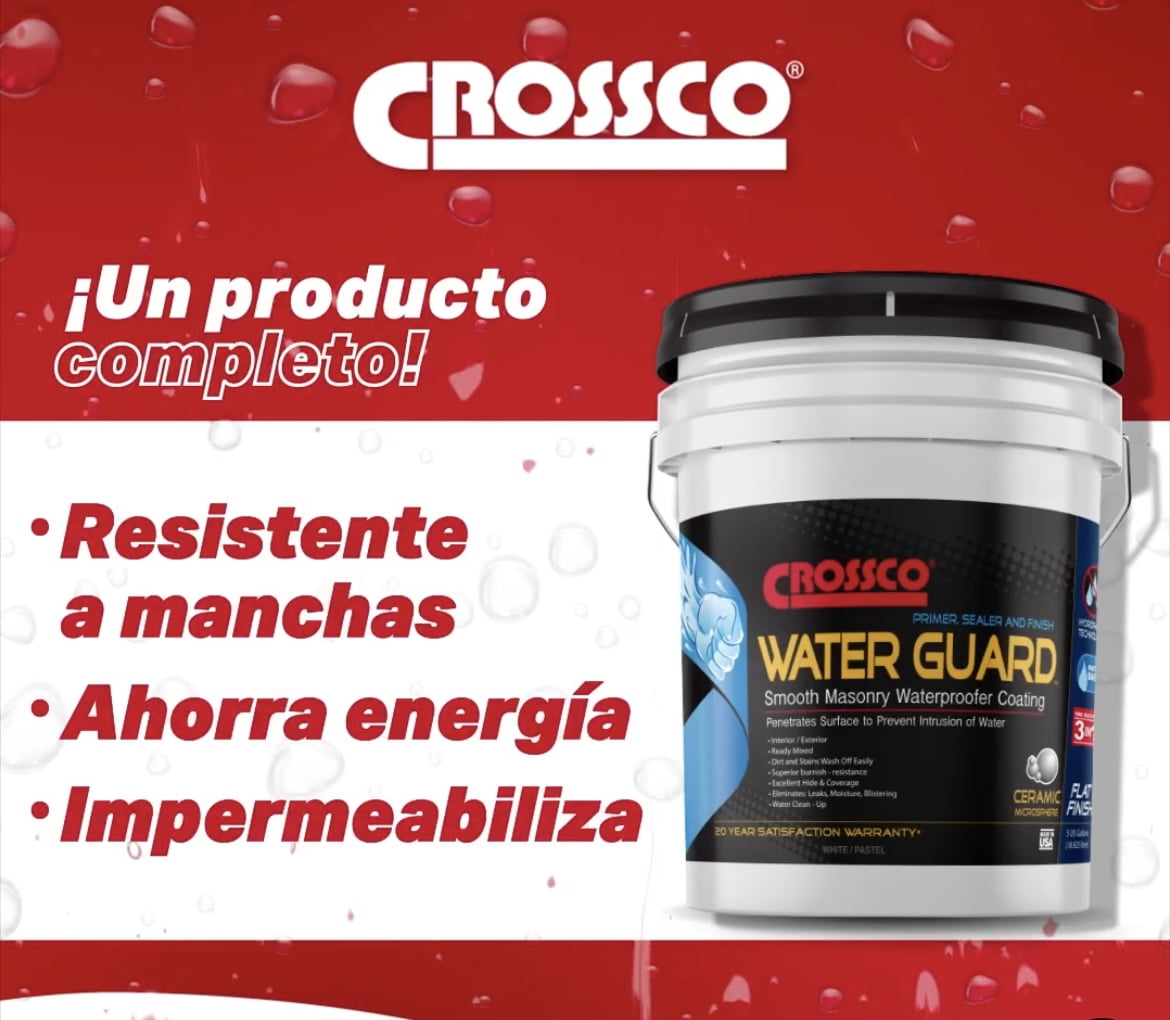 Crossco Water Guard 3 in 1 Primer Sealer and White Paint Satin Finish, 1 Gallon