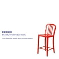thumbnail image 5 of Flash Furniture Commercial Grade 2 Pack 24" High Red Metal Indoor-Outdoor Counter Height Stool with Vertical Slat Back, 5 of 14