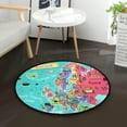 thumbnail image 5 of SKYSONIC Cartoon Map of EuropeRound Area Rug Chair Couch Cover Area Rug for Bedroom Floor Sofa Living Room Non-Slip Home Decor 3 x 3 Feet, 5 of 5