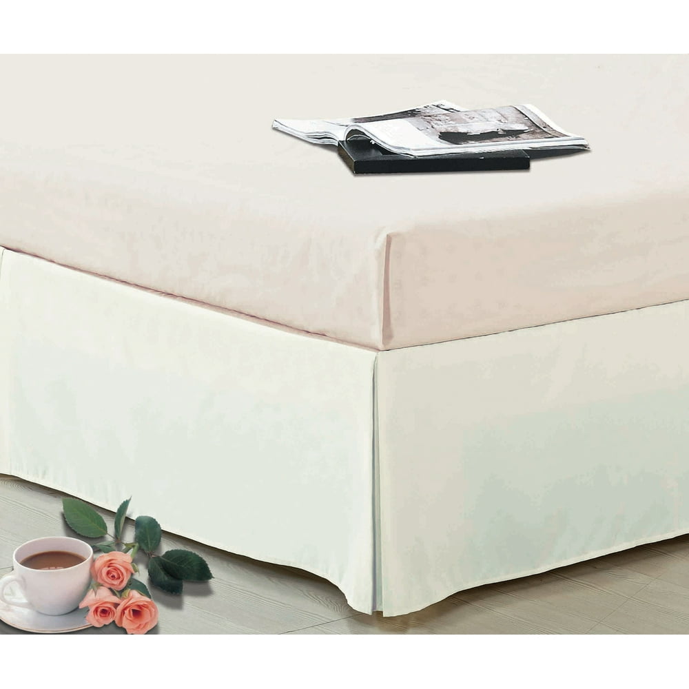 14" Drop Pleated Dust Ruffle Bed Skirt Box Spring Cover Machine Wash Ivory Twin