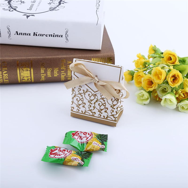 10x Kraft Paper Chocolate Candy Gift Boxes Wedding Party Pillow Favor Box Solid 