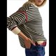 thumbnail image 2 of Sudadera Holgada A Rayas para Mujer, Cuello Redondo, Larga, Sudaderas con Capucha, Moda de Verano 2025, Jersey de Cuello Alto. Albaricoque XL, 2 of 8
