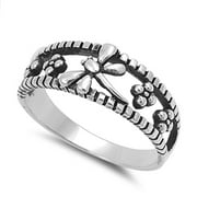 Women's Dragonfly Flower Ring .925 Sterling Silver Band Jewelry Female Male Unisex Size 5
