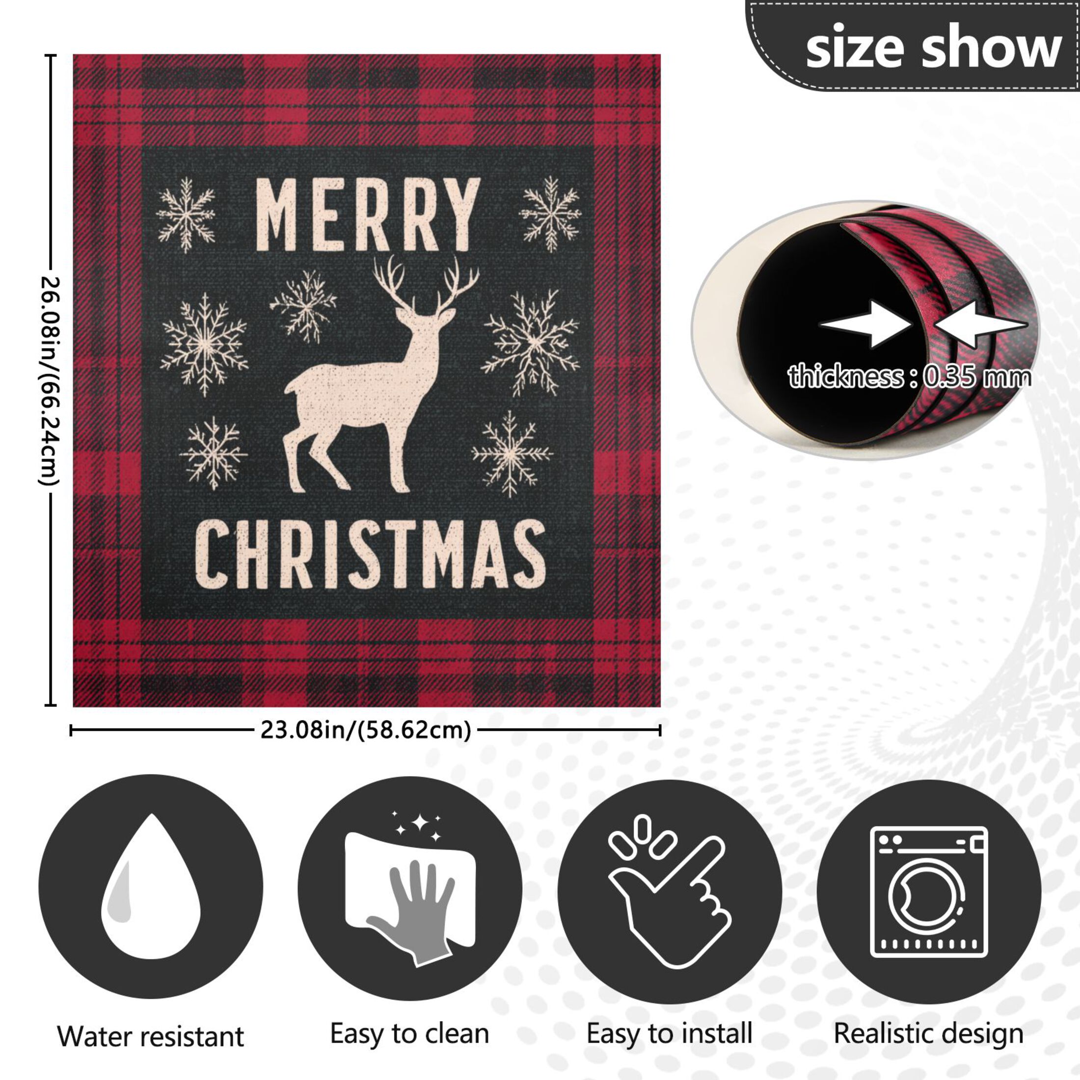 Dishwasher Magnetic Refrigerator Magnet Cover Sticker Home Decorative 23"x26" Red and Black Shirt Pattern