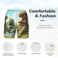 thumbnail image 5 of Lsque Mens Swim Trunks Cartoon Mushroom House Pattern - Bathing Suit Compression Liner - Beach Swim Shorts Swimwear - (S-3XL) - Stretch Quick Dry -Large, 5 of 9