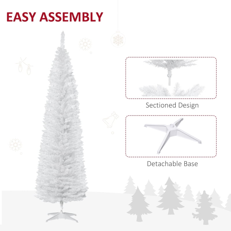 Alvantor Christmas Tree Unlit Pencil with 499 Tips, Slim Holiday Decor 21.75"x21.75"x84" 7ft White