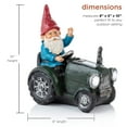 thumbnail image 4 of Alpine Corporation 10-Inch Solar Green Tractor Riding Gnome with Cool White LED Lights, 4 of 13