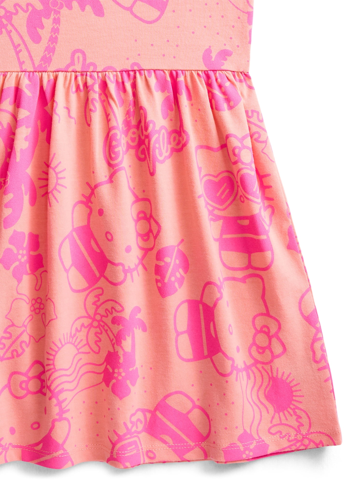 Hello Kitty and Friends Girls Allover Print Dress with Short Sleeves, Sizes 4-12