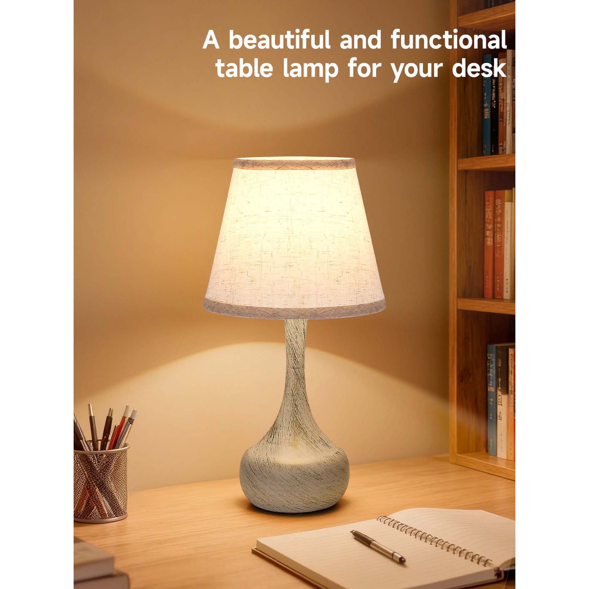 Miniyam 8.7" W * 16.6" H Touch Table Lamps Set of 2, 3 Way Dimmable Bedside Lamp for Bedroom, Including E26 LED Bulbs (White Gold)