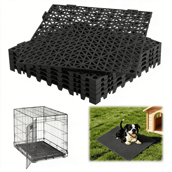 RLESO Chew-Proof Kennel Pad,Raised Grid Mat for Dog Crate Pan,Cut Freely,Waterproof Pvc Crate Pad ,Water-Resistant,Easy to Clean&Splice