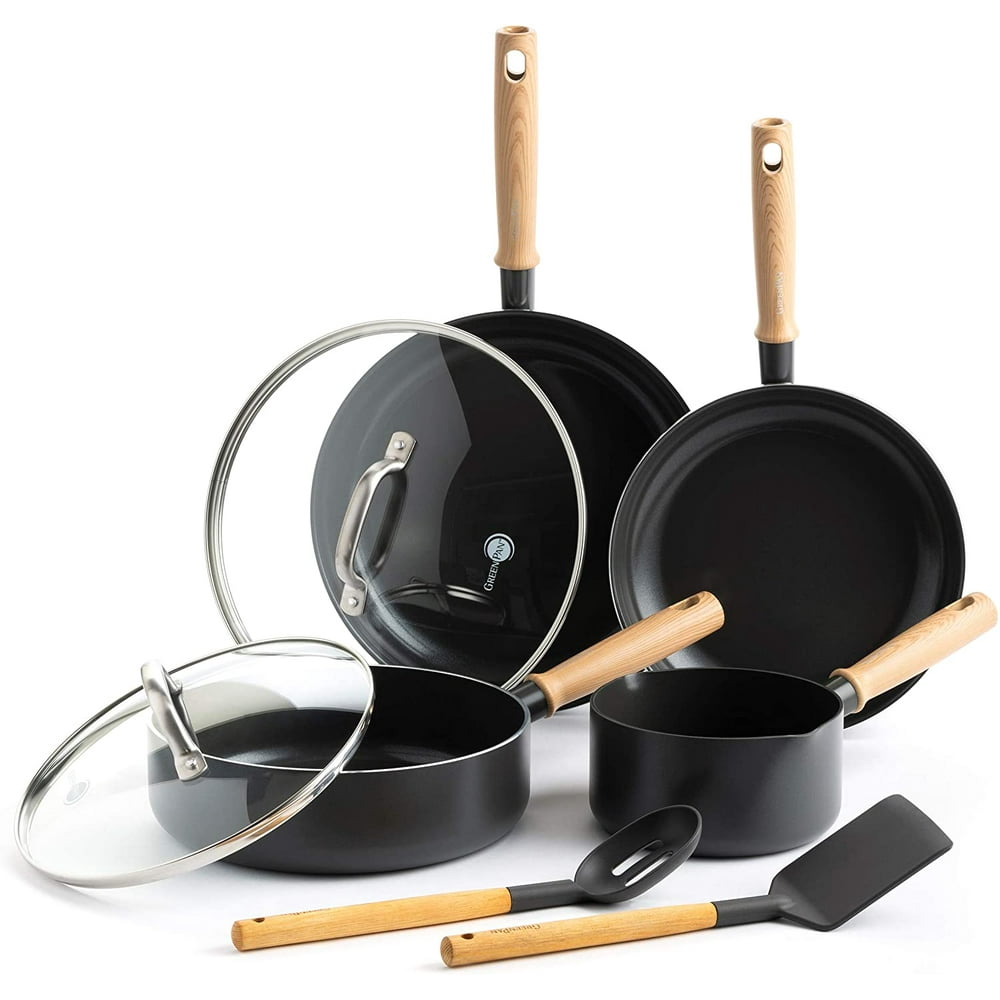 GreenPan Healthy Ceramic Nonstick Hudson Cookware Pots and Pans Set, 8