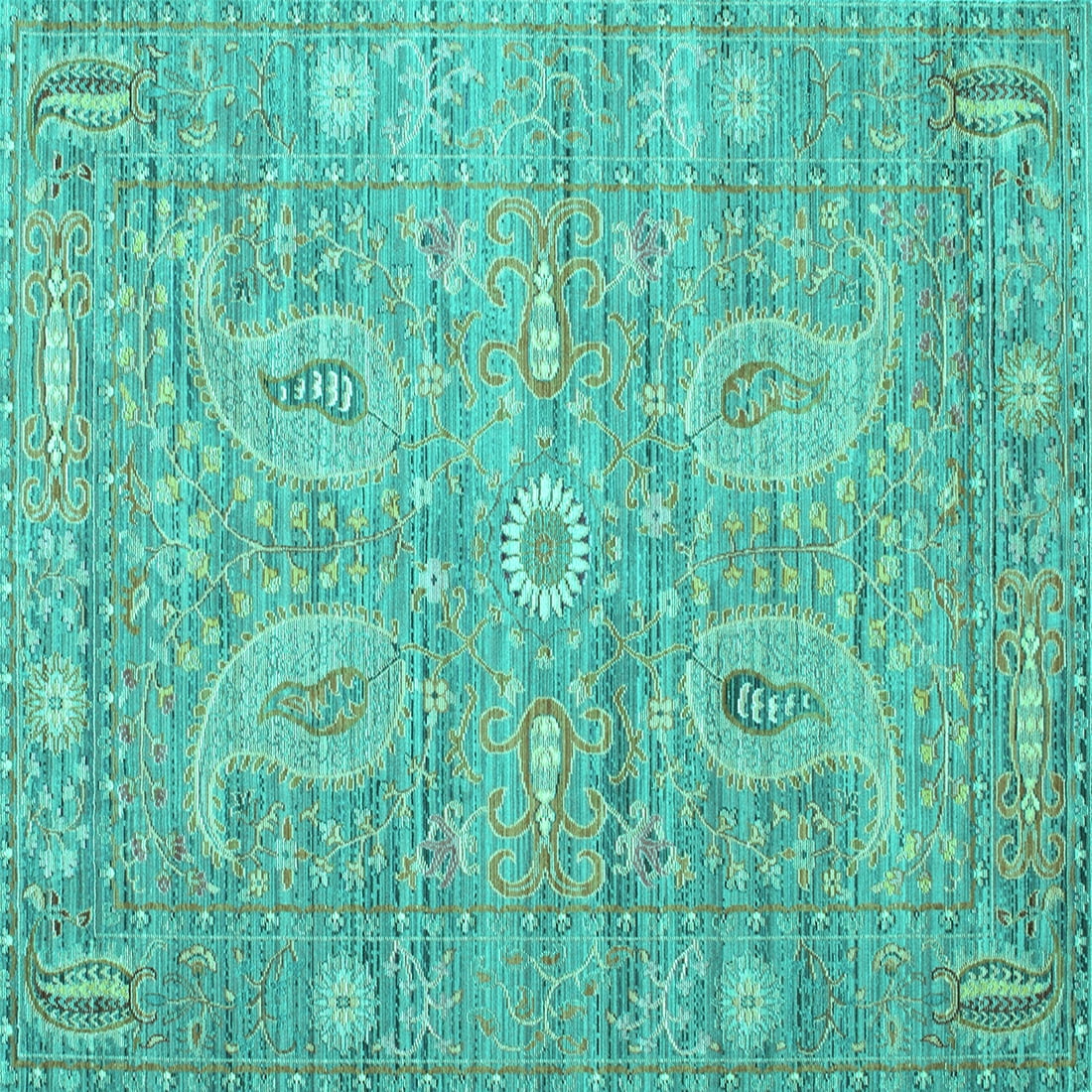 Ahgly Company Indoor Square Persian Turquoise Blue Traditional Area ...