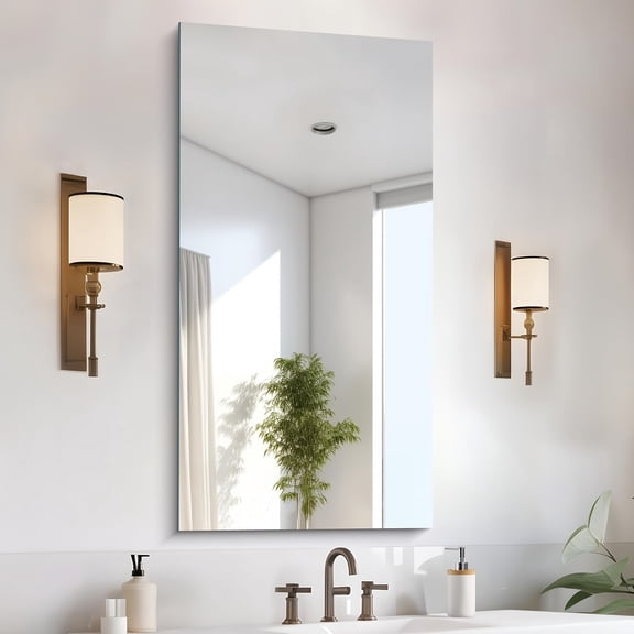 VONIGEE 24x48 Inch Frameless Bathroom Mirror, Rectangle Wall Mirror with Polished Edge, Vanity Mirrors for Bathroom, Bedroom, Living Room, Hangs Horizontally or Vertically
