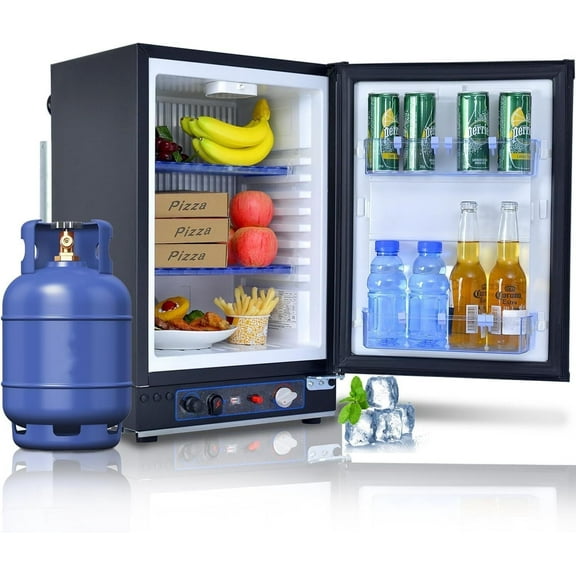 SMAD Mini Propane Fridge AC 110V DC 12V Gas Refrigerator Quiet RV Campervan Fridge 1.4 Cu ft
