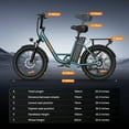 thumbnail image 7 of URLIFE 20" Electric Bike for Adults, 750W Peak Motor, 48V 13AH Remobavle Battery, 7-Speed Commuting Ebike, UL2849-Green, 7 of 7