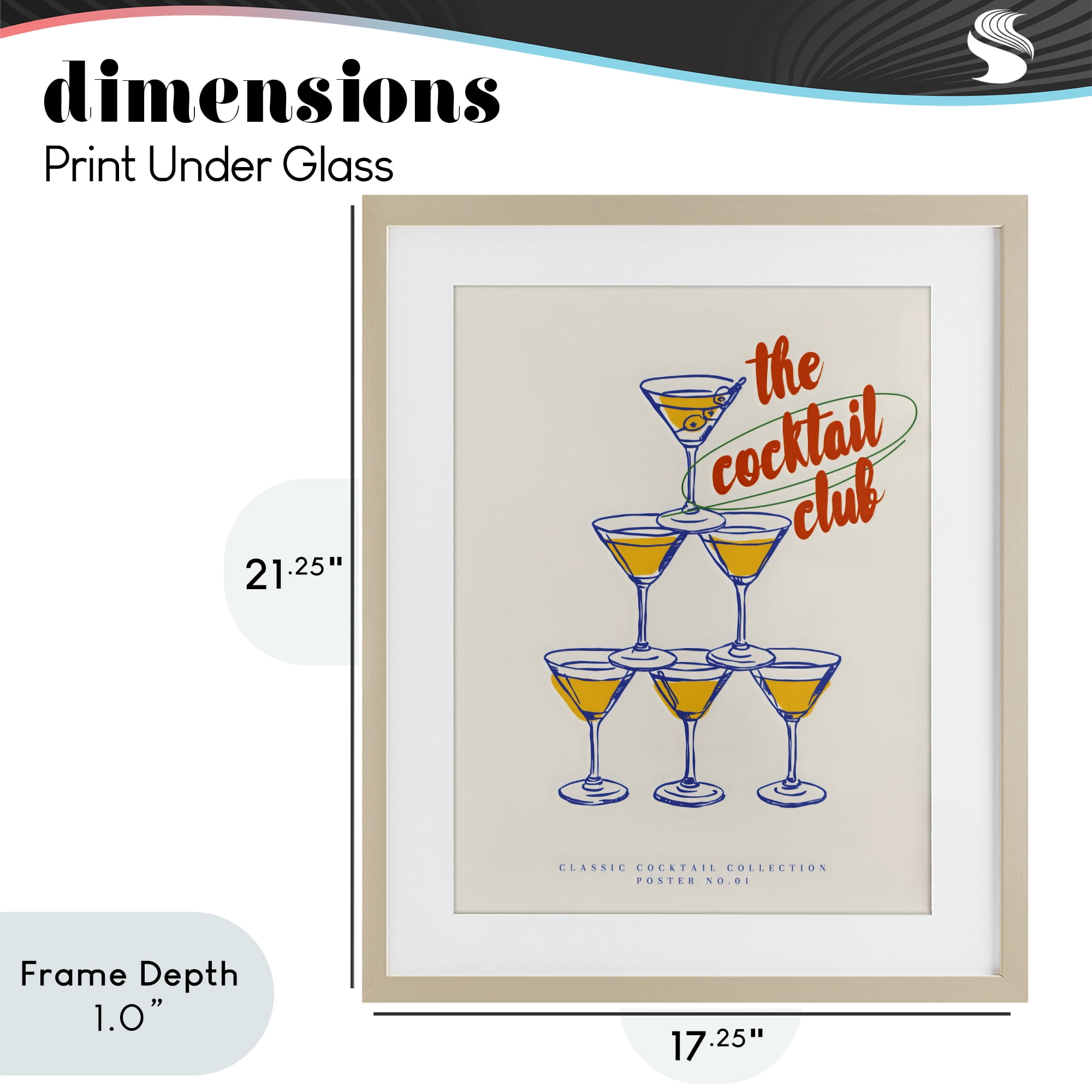 Stupell Industries Tower Toast Cocktail Club Birch Framed Print Under Glass, design by The Prints Vibe