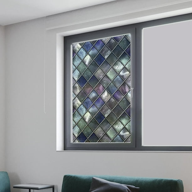 Película de privacidad de ventana 3D, calcomanías de ventana de vidrio removibles adhesivas estáticas, bricolaje teñido para decoración de cocina, com A Fernando película de privacidad de la ventana